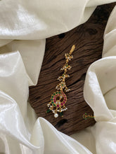 Precious Kundan Jadau Peacock Maang Tikka -Green Bead and Pearls - J2012